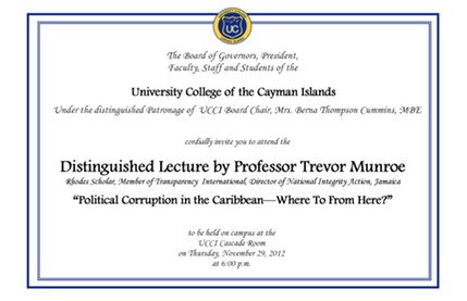 Distinguished Lecture Invite Trevor Munroe